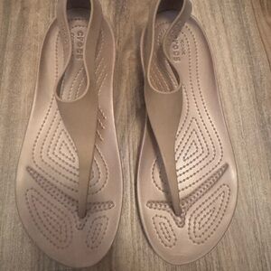 CROCS Tan Sandals with Ventilation and Textured Footbed